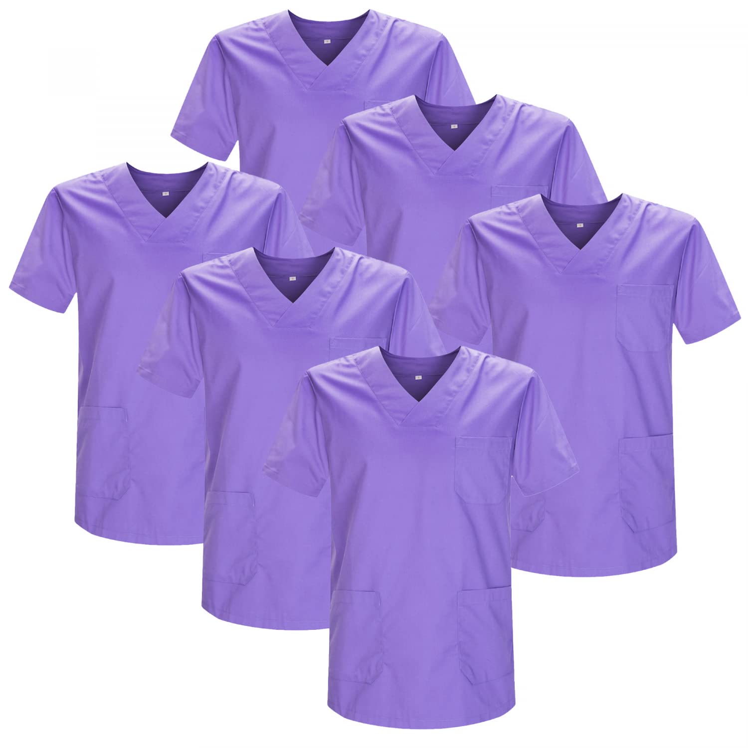 MISEMIYA - Pakiet 6 sztuk - Unisex medyczna medyczna pielęgniarka jednolite opieki zdrowotnej, Liliowy 21, M