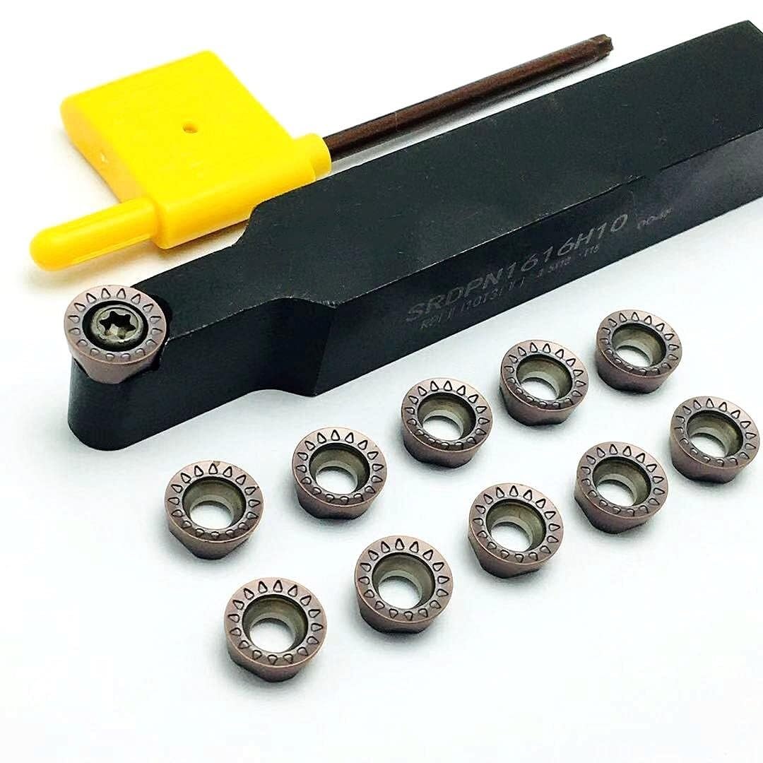 Set portautensili tornitura 10 pezzi con utensili in metallo duro | Include portautensile e 10 utensili di tornitura con inserti in metallo duro per lavorazioni CNC e manuali