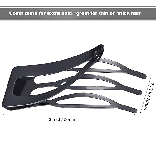 Miniatura 2 de Chinco 24 pinzas de doble agarre para el cabello, pinzas de metal a presión para mujer, pasadores para hacer el cabello, suministros de salón (negro