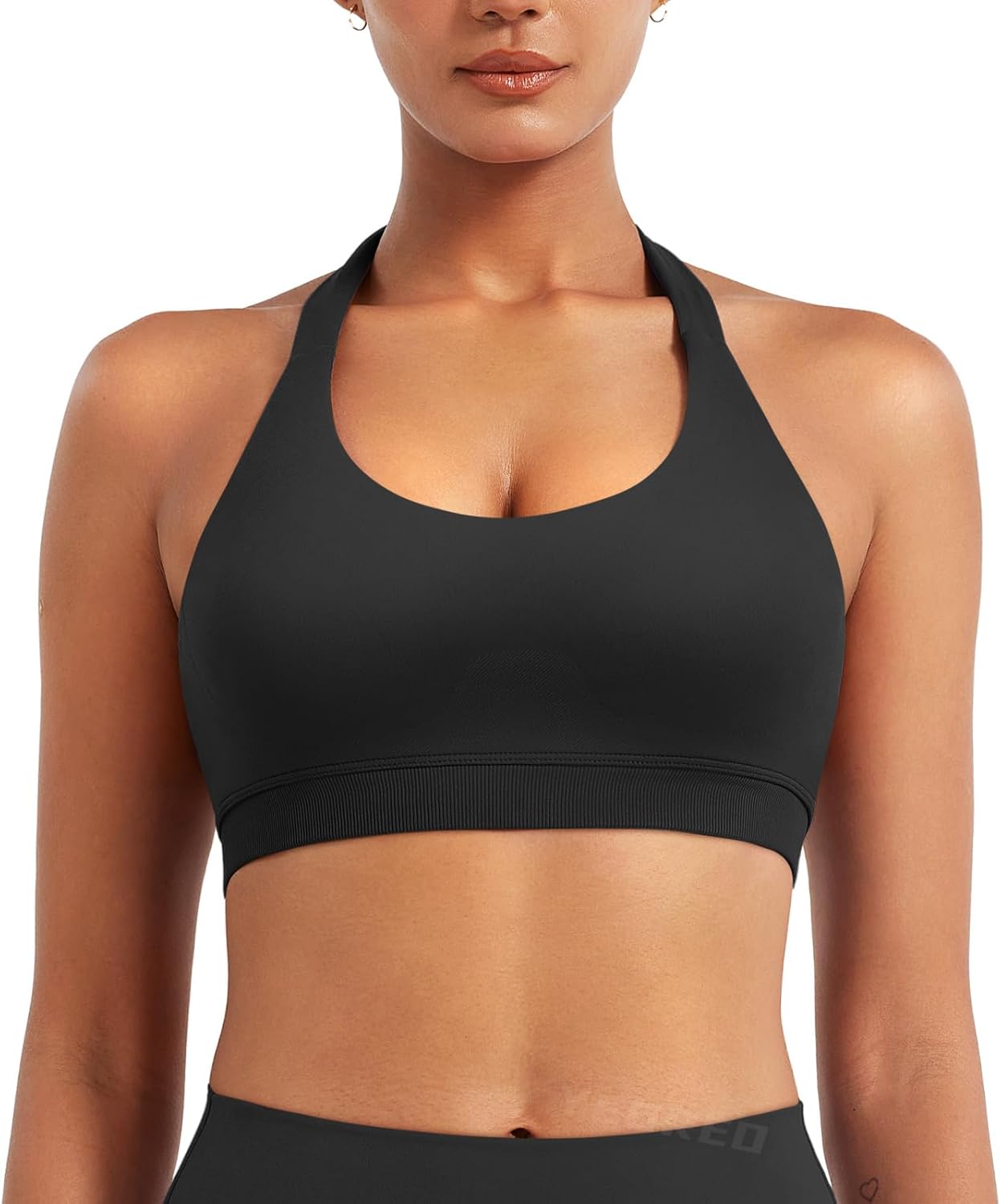 YEOREO SoftHue Women Halter Sports Bra Workout Seamless Padded Basic Bra Open Back Yoga Gym Crop Top