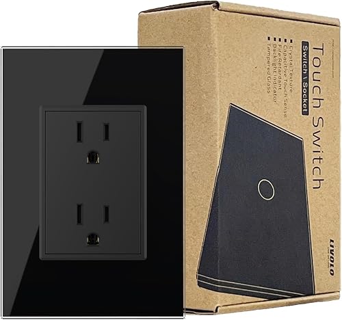 Miniatura 8 de LIVOLO Tomacorrientes eléctricas verticales dúplex estándar negro de EE. UU. (paquete de 4) con panel de vidrio templado (15A), CA 110  220 V