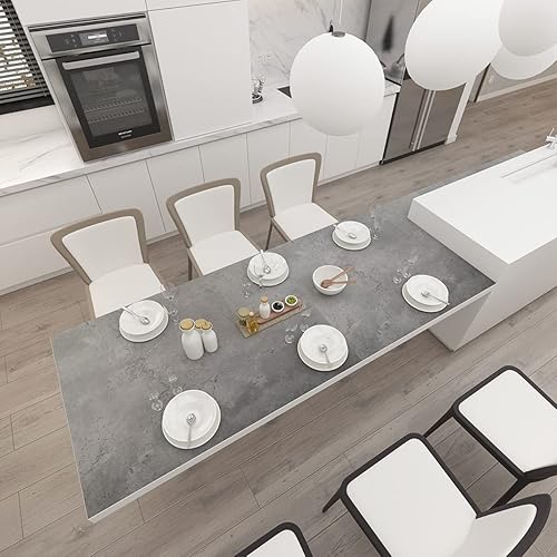 Miniatura 41 de Papel tapiz de hormigón gris claro de 24 x 394 pulgadas, para despegar y pegar, papel de contacto de hormigón gris de cemento sintético, vinilo