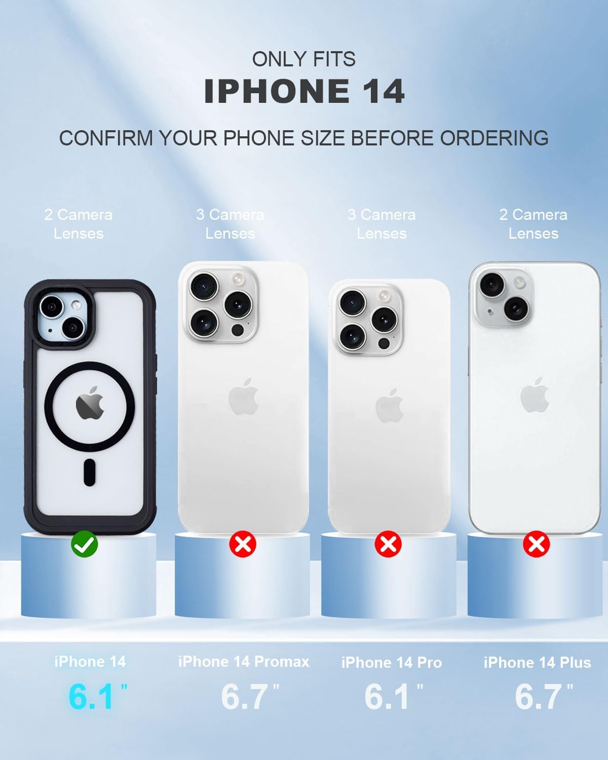 Defender for Clear iPhone 14 Case with Belt Clip Holster + 2 Screen Protectors, Compatible with MagSafe, Anti-Yellowing, Full-Body Phone Cover for iPhone 14 Case (Clear & Black) - Image 2