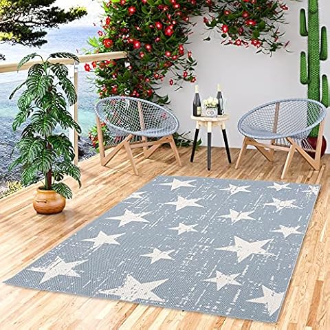 Pergamon Marbella - Alfombra Plana Tejida Estrellas Azul Cover