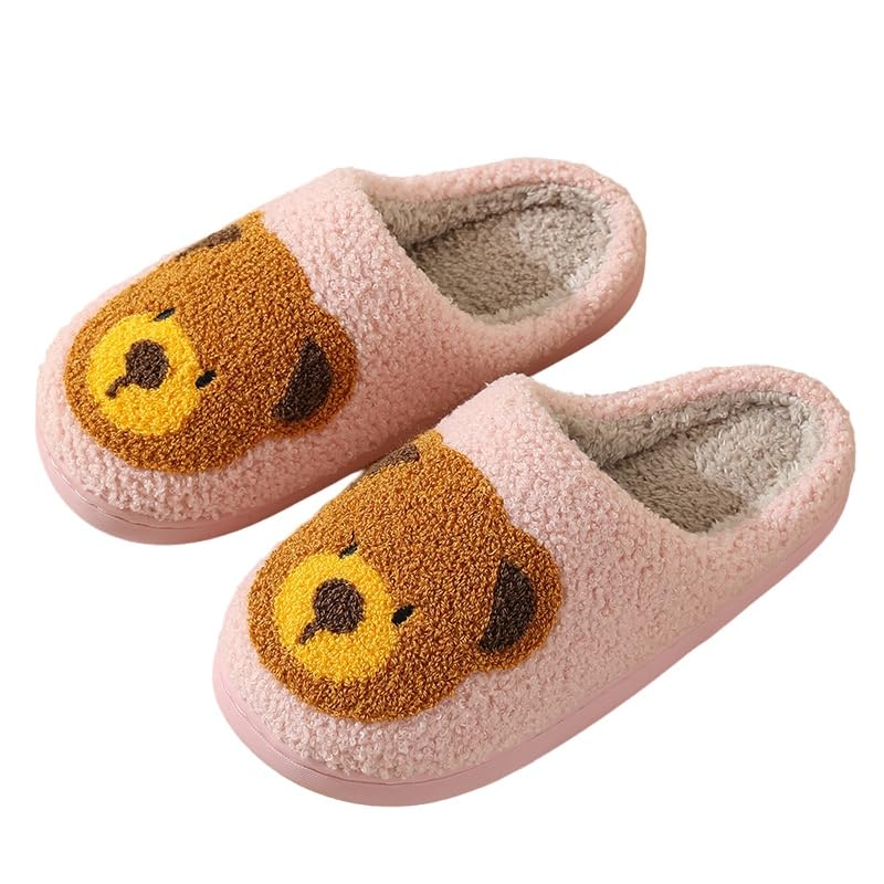 NICO×ASH Fuzzy Bear Slippers for Women – Cozy Plush Winter House Shoes with Soft Sole, Cute Animal Design Warm Indoor Comfort