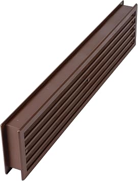 17.7 x 3.6 Inch Brown Plastic Door Vent Cover Two-Sided Air Ventilation Grille Durable Louvered Design Door Vents for Interior Doors - Universal Furniture Ventilation Guard