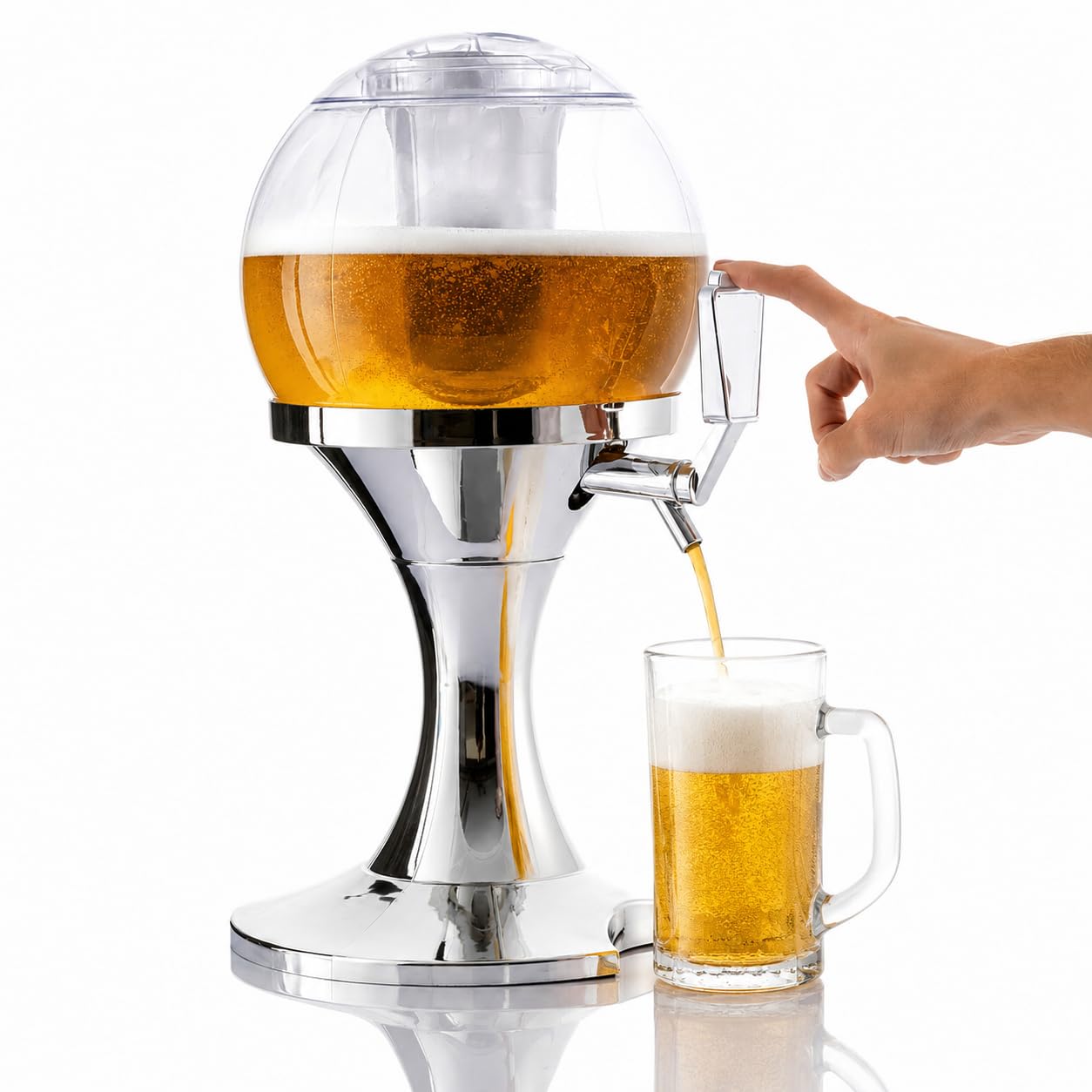 Jirafa de cerveza de fútbol 3,5 L, dispensador de cerveza refrigerante con grifo, fuente de bebidas, pelota de fútbol, depósito para cubitos de hielo, fiestas de partidos y seguidores