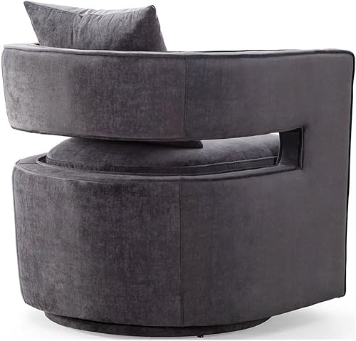 Miniatura 7 de TOV Furniture Kennedy - Silla giratoria de terciopelo hecha a mano, color gris