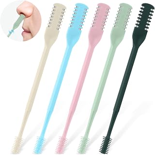 CNDNO 5-Pack 2-in-1 Double Sided Nose Hair Trimmer Cutter, 360° Rotating Manual Nasal Cutter for Men Women, Portable Colorful