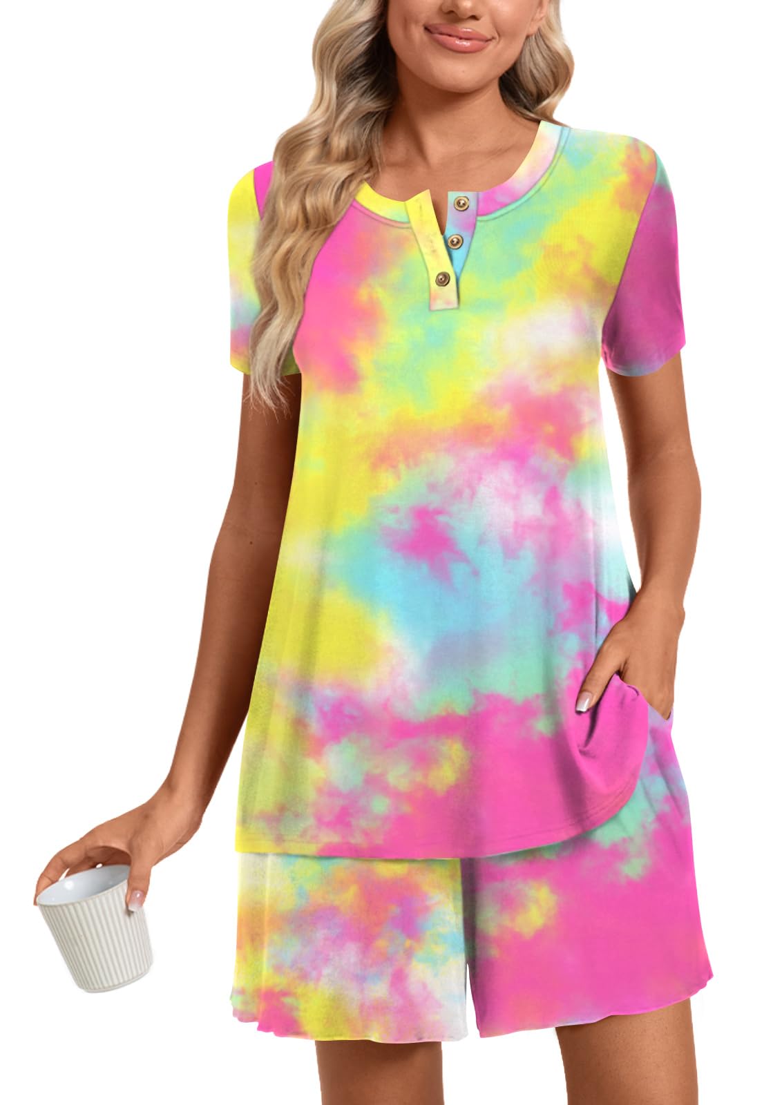 syoss Women's Pajama Sets Short Sleeve Sleepwear Soft Comfy Pj Lounge Sets