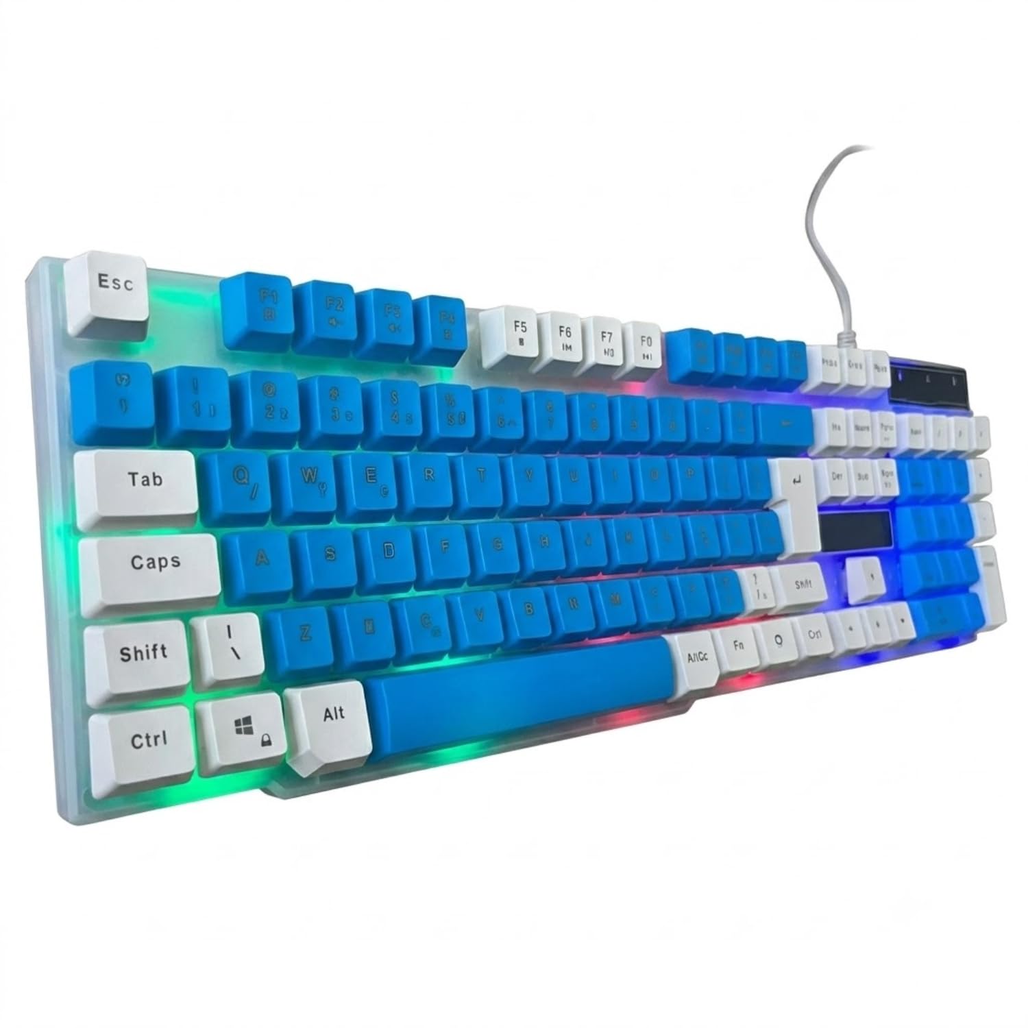 Teclado Gamer Mecanico Antighosting Profissional RGB Retroiluminado Fio (Azul)