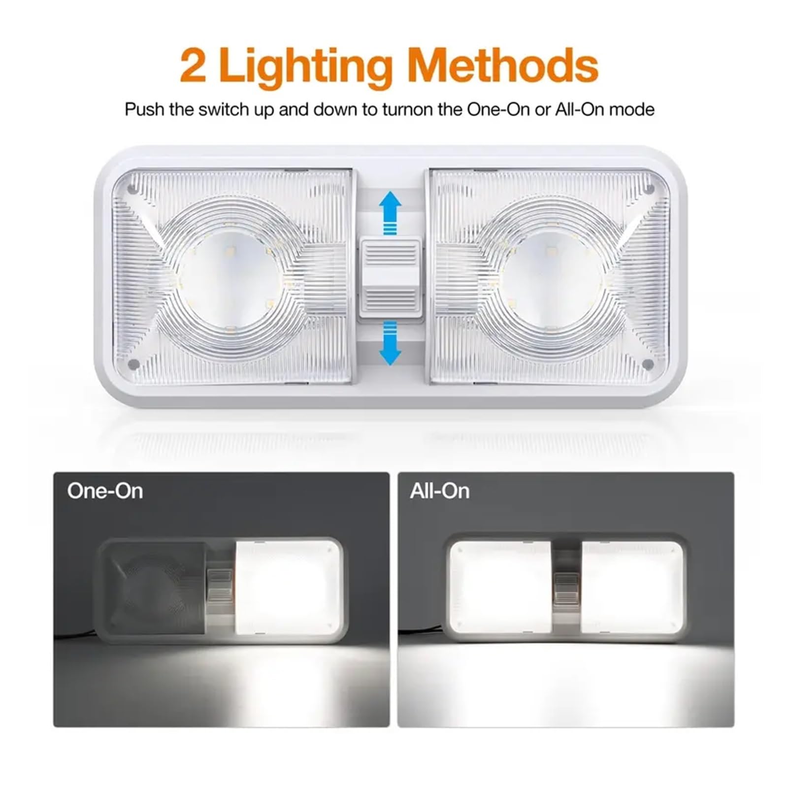 Luci per Tettuccio 1PC 12V LED RV Plafoniera Da Soffitto Con Interruttore Finitura In Cristallo Lampada Lettura Interna Per Camper Rimorchio Per Auto Barca(Short RV light)