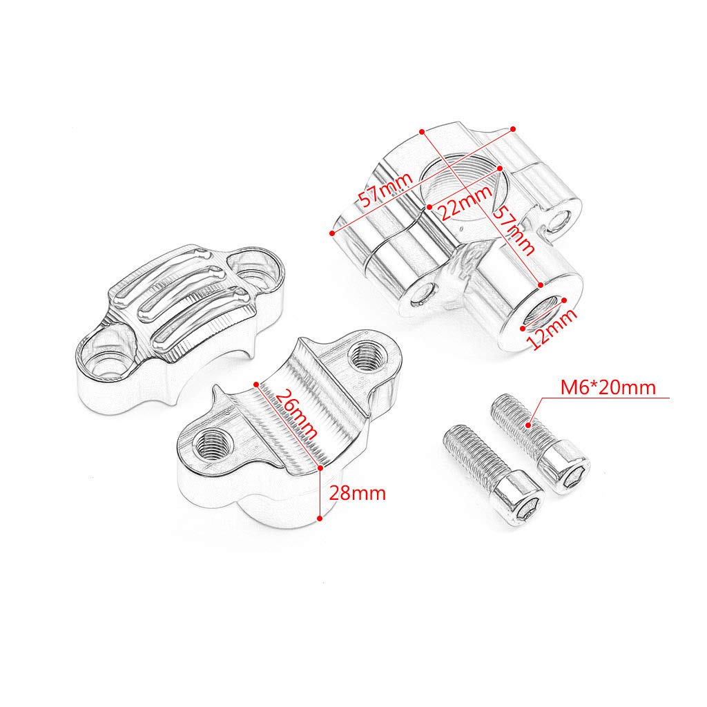 Rehausseurs Guidon Moto,Pontet Guidon Trou de vis en aluminium de moto universelle 22mm 0.866 pouces de guidon RISERS de la poignée de graisse Pince de fixation de la barre de barre pour la course et