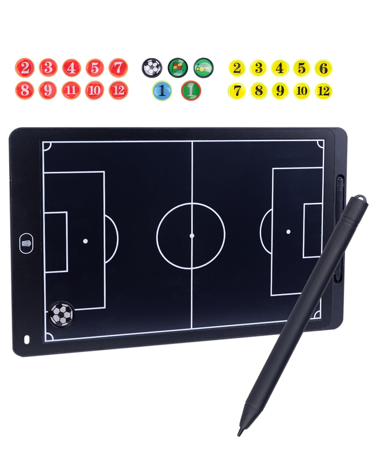 Magnetic Electronic Soccer Coaching Board, 16 inch LCD Soccer Coaching Board,LCD Soccer Strategy Board with Stylus Pen,Soccer Board Tactic Board, Training Equipment