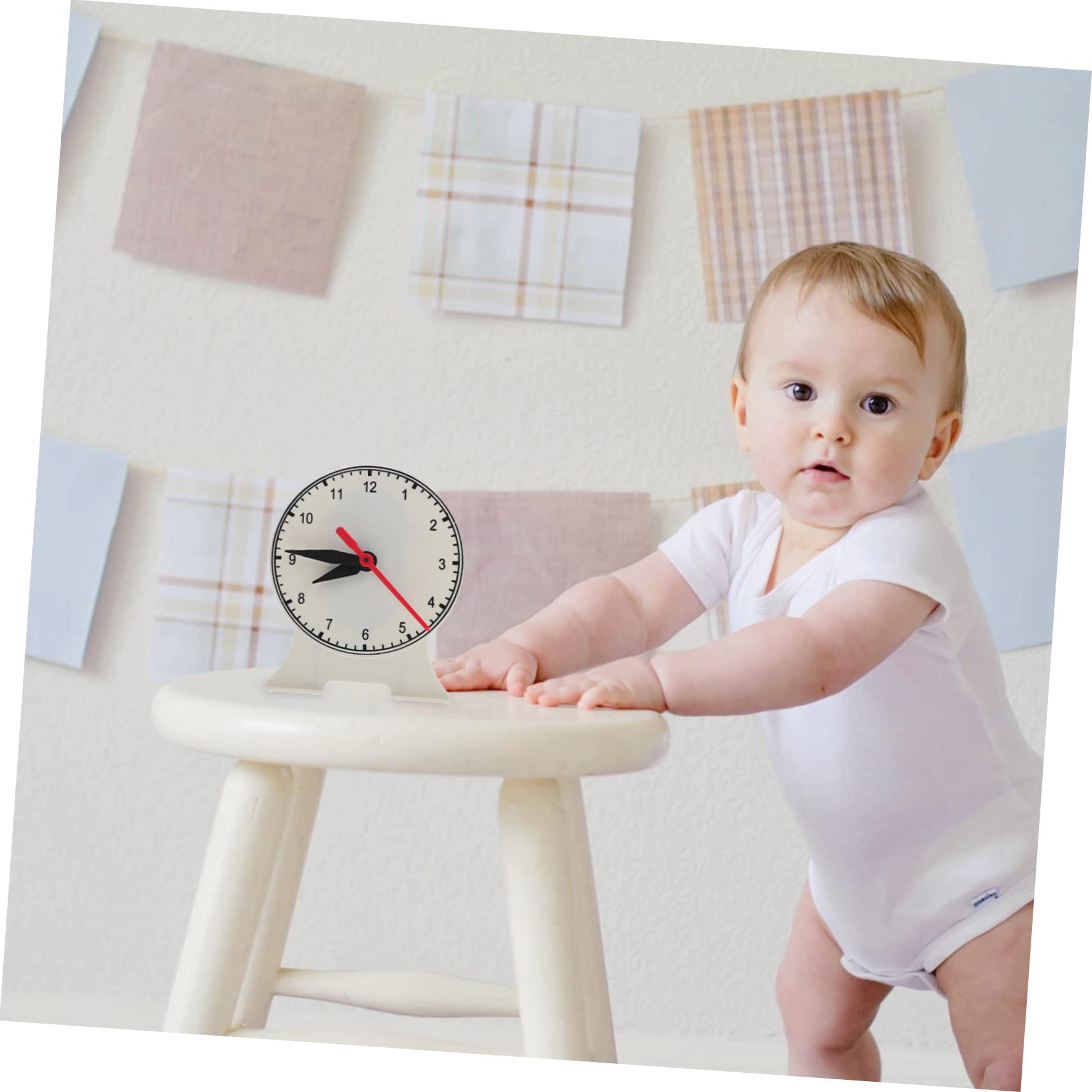 IMIKEYA Teaching Time Tool Boys and Girls Clock Learning Model 12cm Plastic Student Clock Moveable Hands