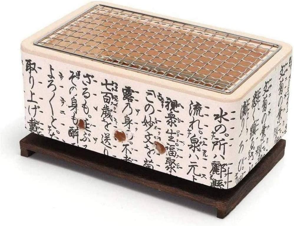 qiuqiu Japanese Style Barbecue Grill, Charcoal BBQ Grill, Portable, for Home Indoor Outdoor Charcoal Stove BBQ Utensils