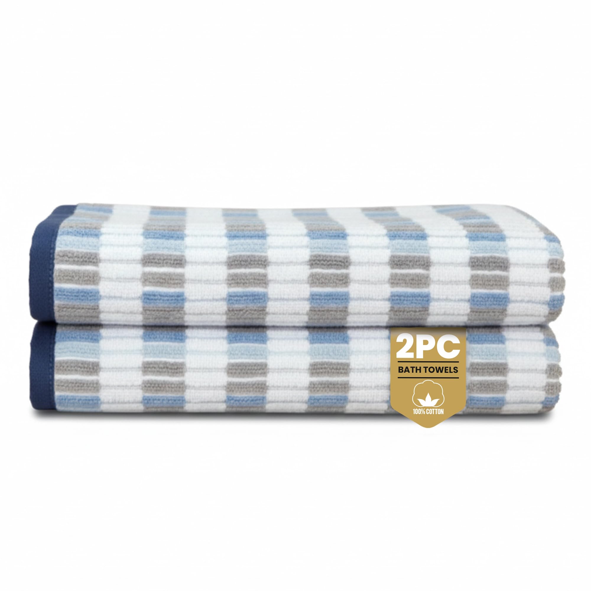 Rapport Home Santa Cruz Bath Towels 2 Pack | Blue | 70x120cm | 100% Cotton 500GSM | Oeko-Tex Made in Green & BCI Certified