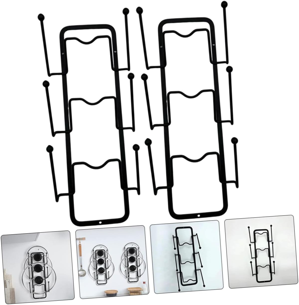 PRETYZOOM 2pcs Pot Lid Rack Kitchen Organizer for Pots and Pans Wall-mounted Holder for Lids Space-saving Storage for Home and Restaurant Use
