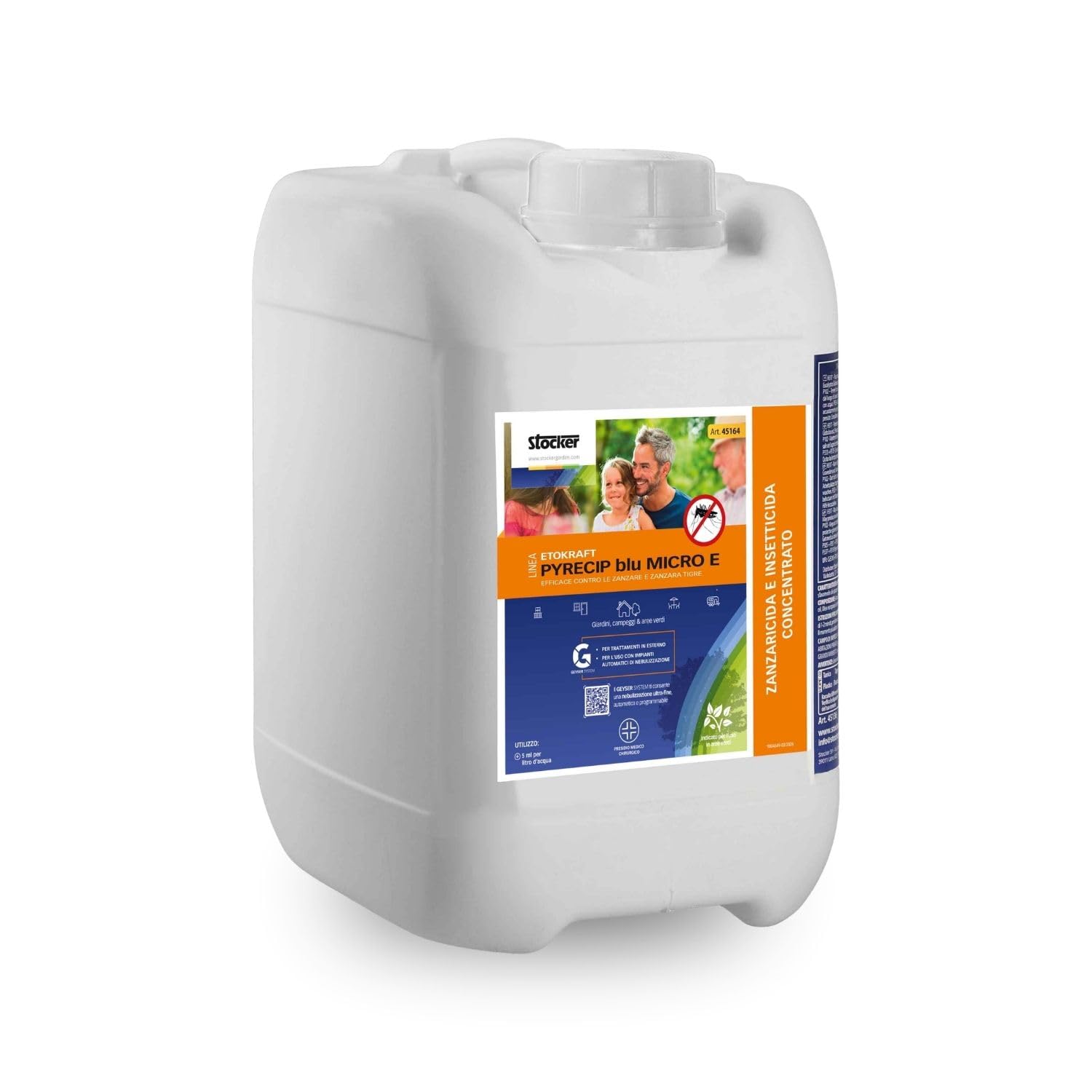 STOCKER – Linea Etokraft Pyrecip Blu Micro E Zanzaricida 5 L PMC – Trattamento Antizanzare per Esterni, Nebulizzatore, Giardino e Aree Verdi