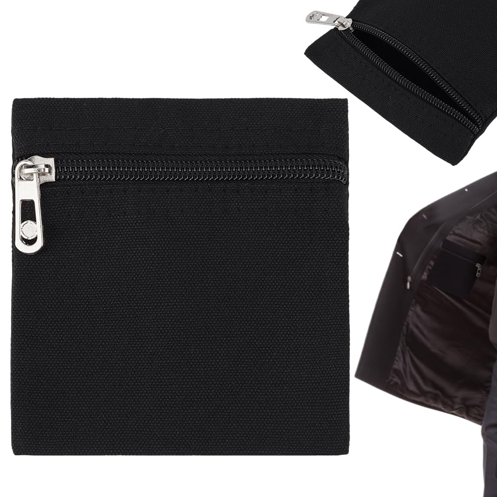 BENECREAT Sew in Side Pocket with Zipper, 125x115x3mm, 2 Packs