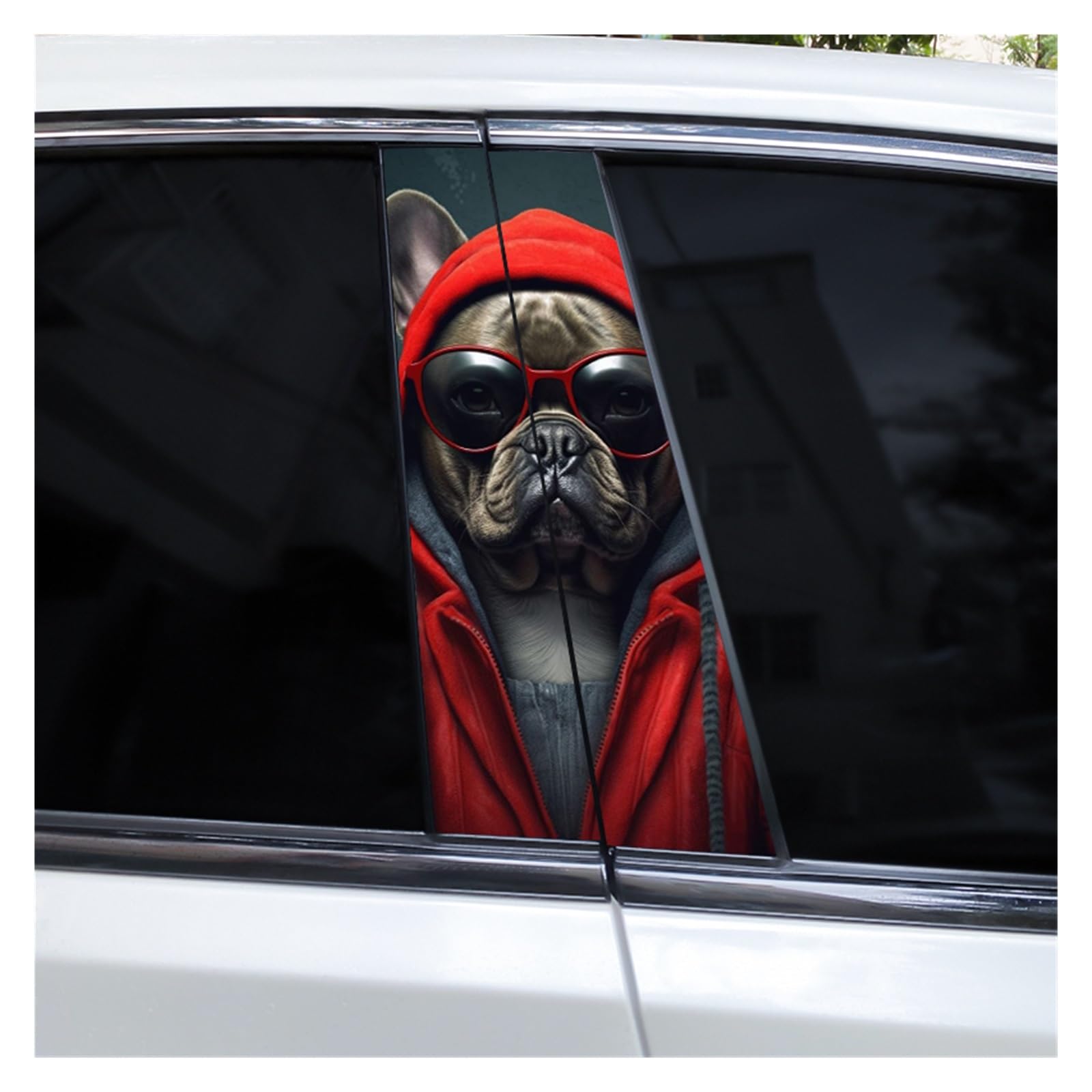 2-Pack Cartoon Dog Car B-Pillar Stickers, Waterproof Vinyl Decals for Vehicle Window Pillars, Universal Exterior Auto Decorations(C-Style-7)