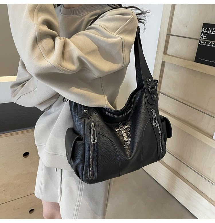 Vintage Shoulder Bag for Women, Slouchy Faux Leather Hobo Tote, Trendy Brown Purse for Fall and Winter3