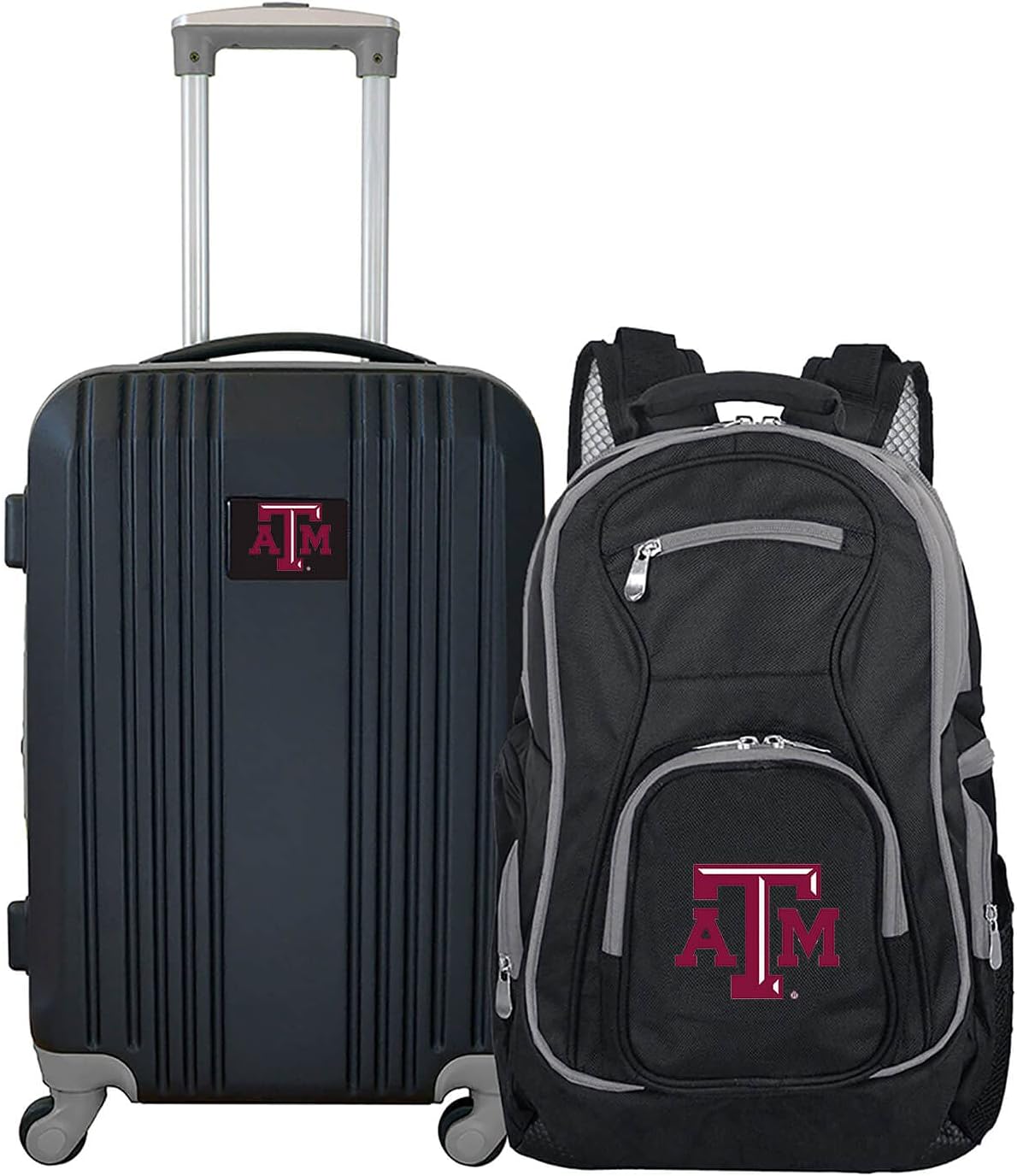 Denco Texas A&M University Aggies 2-Piece Luggage Set, Includes 21-inch Two-Tone Hardcase Spinner and 19" Laptop Backpack