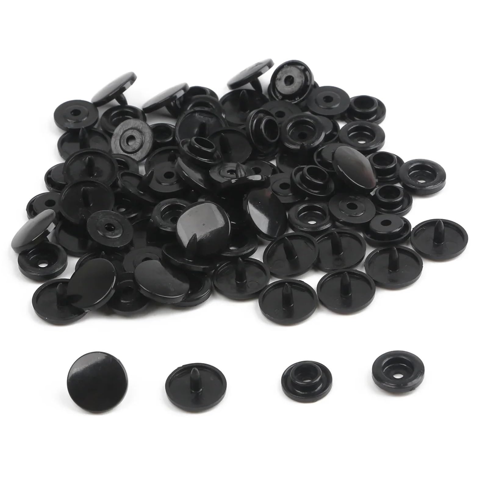 T5 Plastic Snap Buttons 400 Sets Poppers Nylon Kit for Baby Dolls Clothes Sewing Accessories(Black)