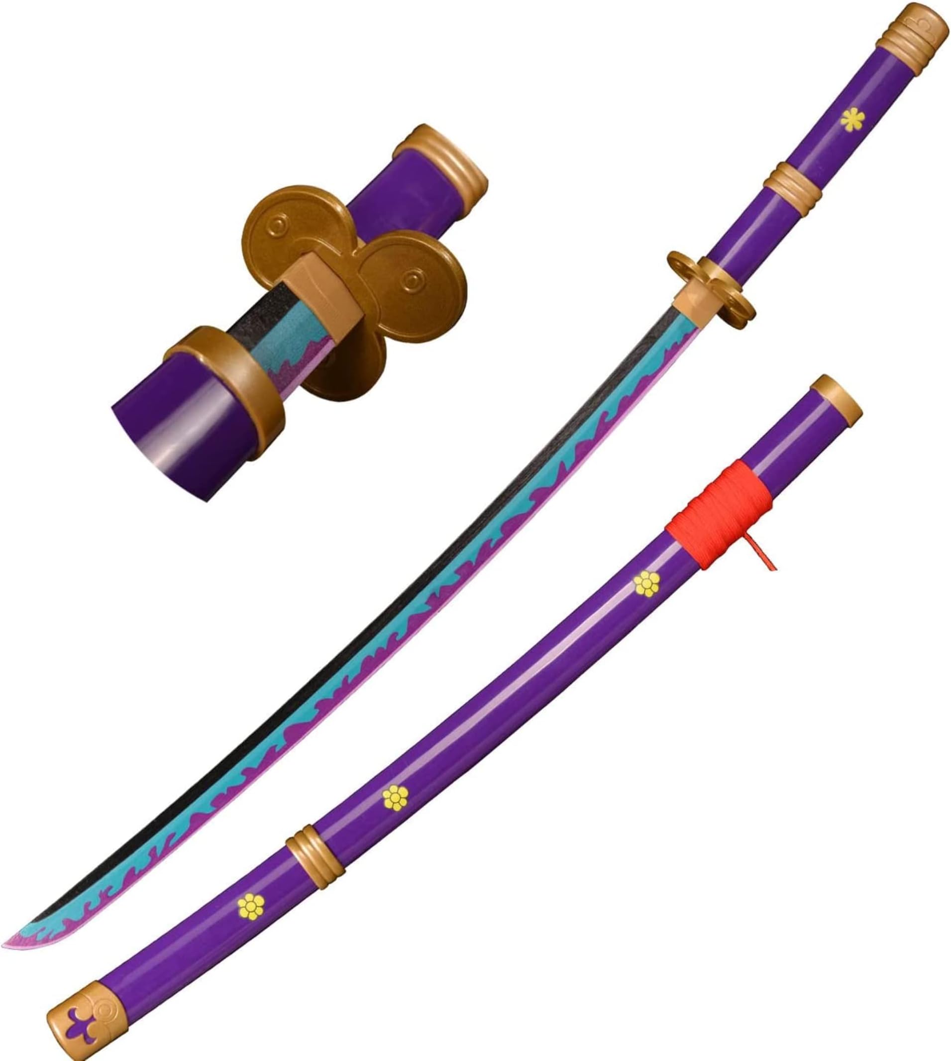 Fun Moment KOGUMA One Piece Roronoa Zoro Cosplay Wooden Yama Enma Swords Replica Props 103.5cm (Purple)