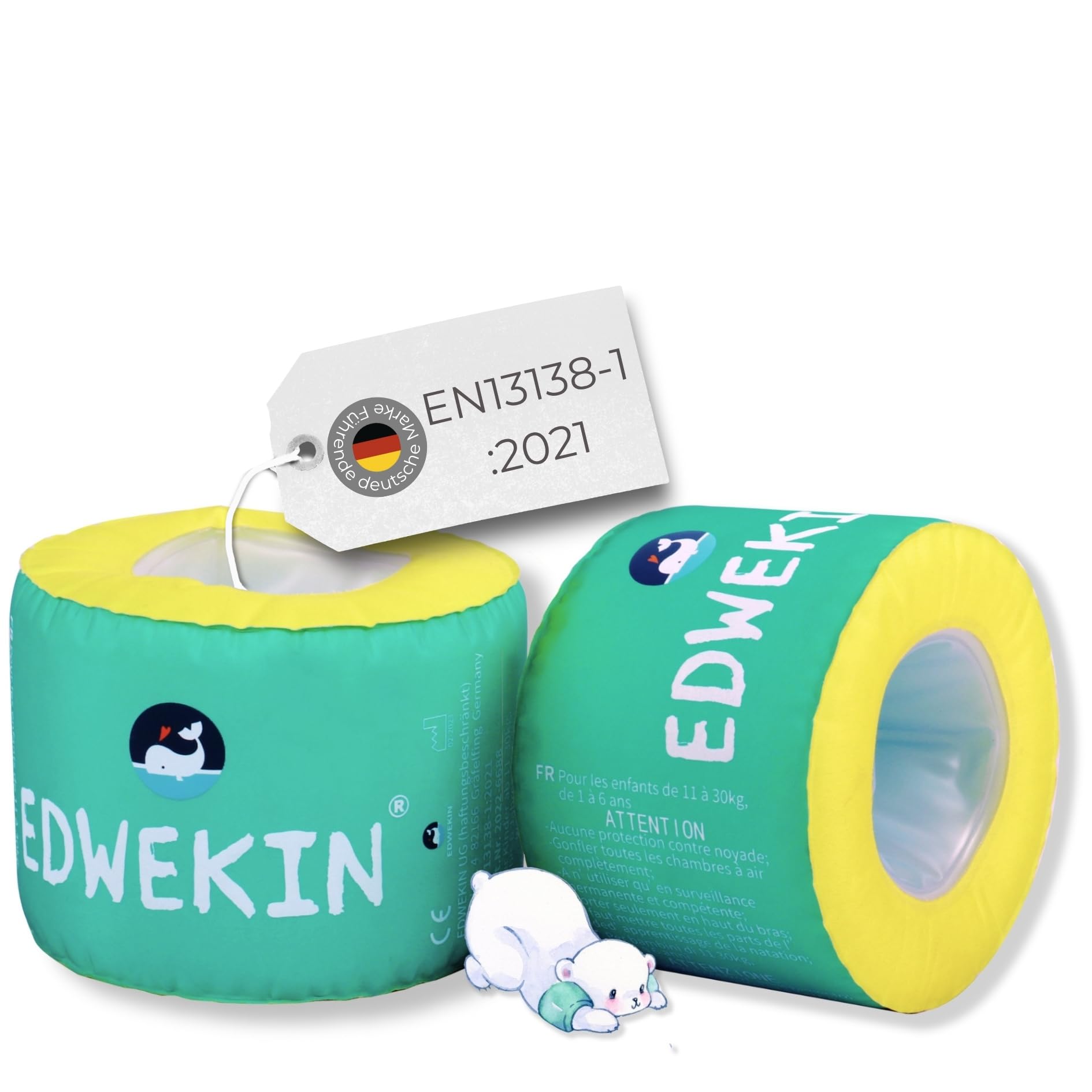 EDWEKIN Icey Swimming Armbands with Foam Core & Fabric Cover, TV-Approved Updagrade 2025, Premium Swimming Aid for Babies, Toddlers & Children 3-6 Years, Stylish Design for Girls and Boys