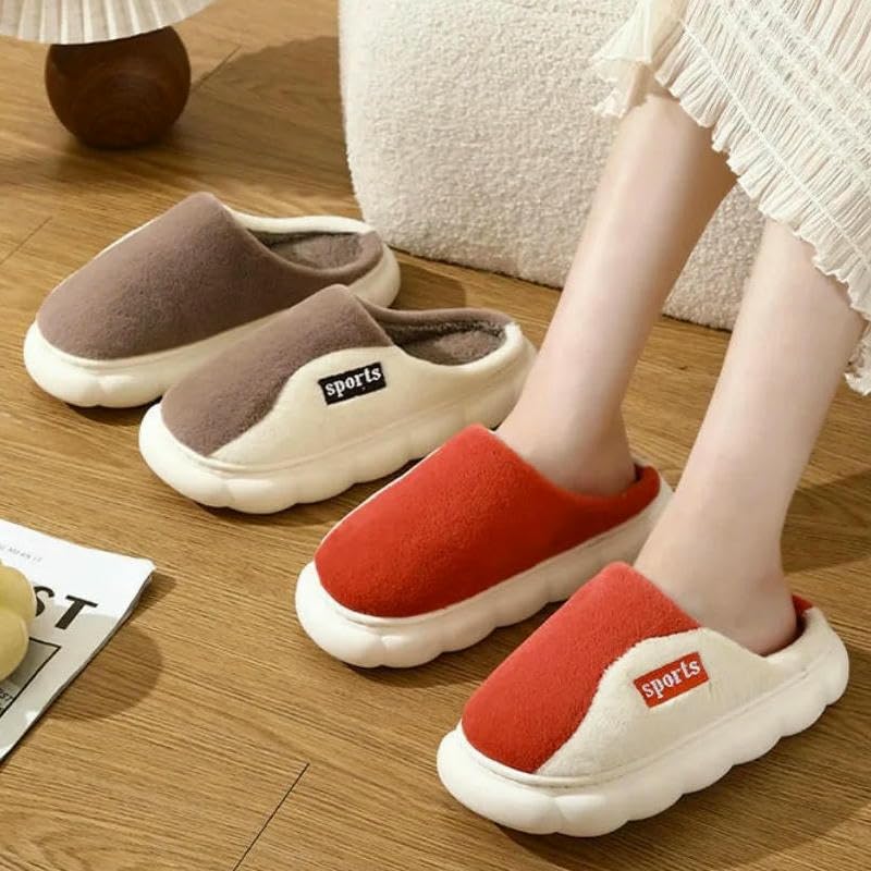 Slippers Winter Cotton Slippers For Women Couple Thick Sole Warm Home Non-Slip Plush Slippers3