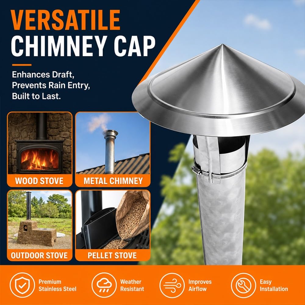 Sombrerete Chimenea de Acero Inoxidable Caperuza Chimenea