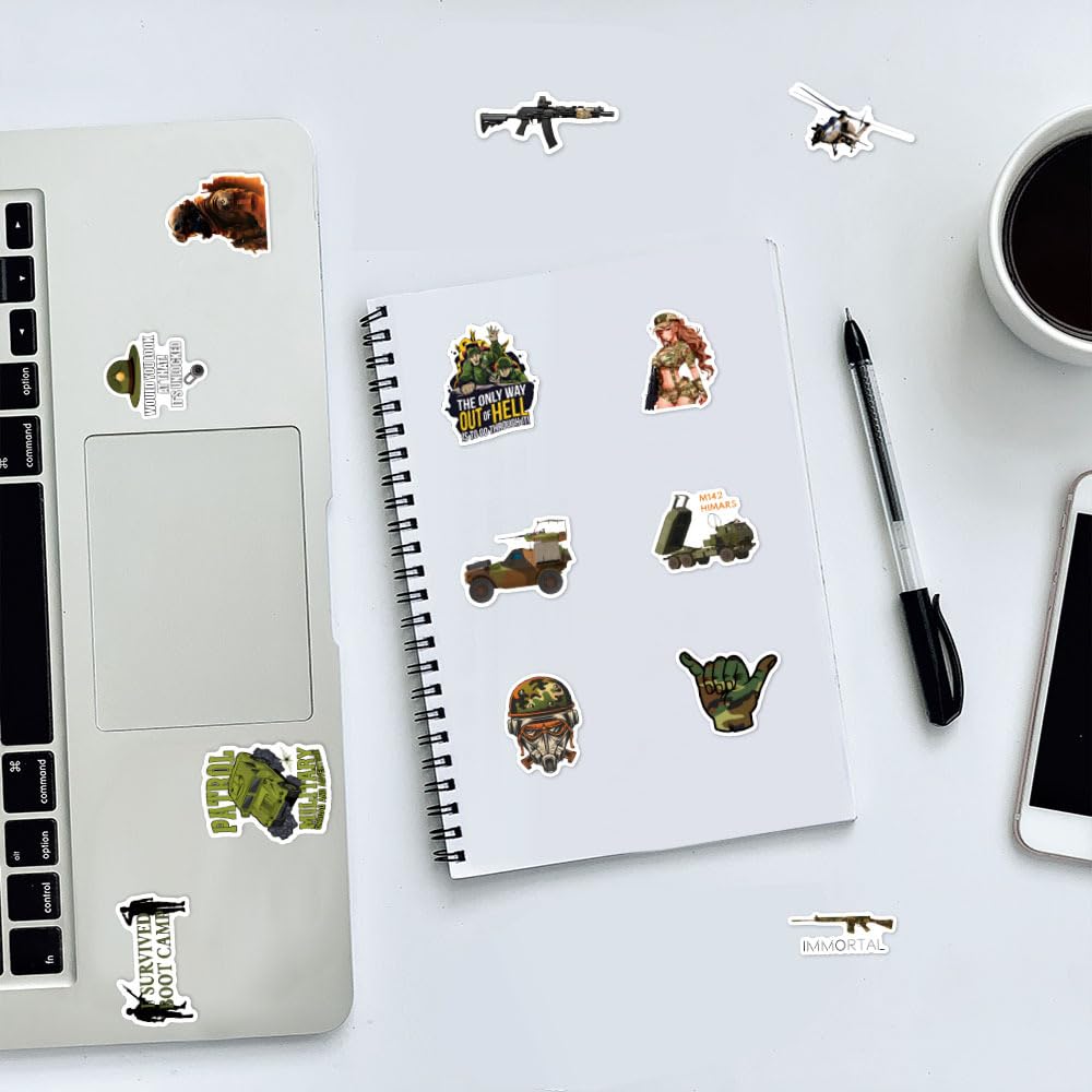 50 Pcs Military Stickers for Kids Teens Adults Boys Girls Gift,Stickers Pack for Laptop,Skateboard,Luggage,Car,Bike - Image 2