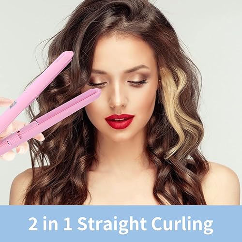 Miniatura 2 de Mini rizador, mini rizador de doble propósito, mini alisador, 2 en 1 de cerámica de hierro plano turmalina, rizador de calefacción de belleza,