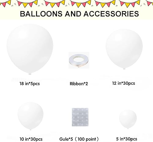 Miniatura 2 de WXX 95 globos blancos de diferentes tamaños de 18, 12, 10 y 5 pulgadas, para arco de guirnalda, globos de látex de alta calidad para fiesta de