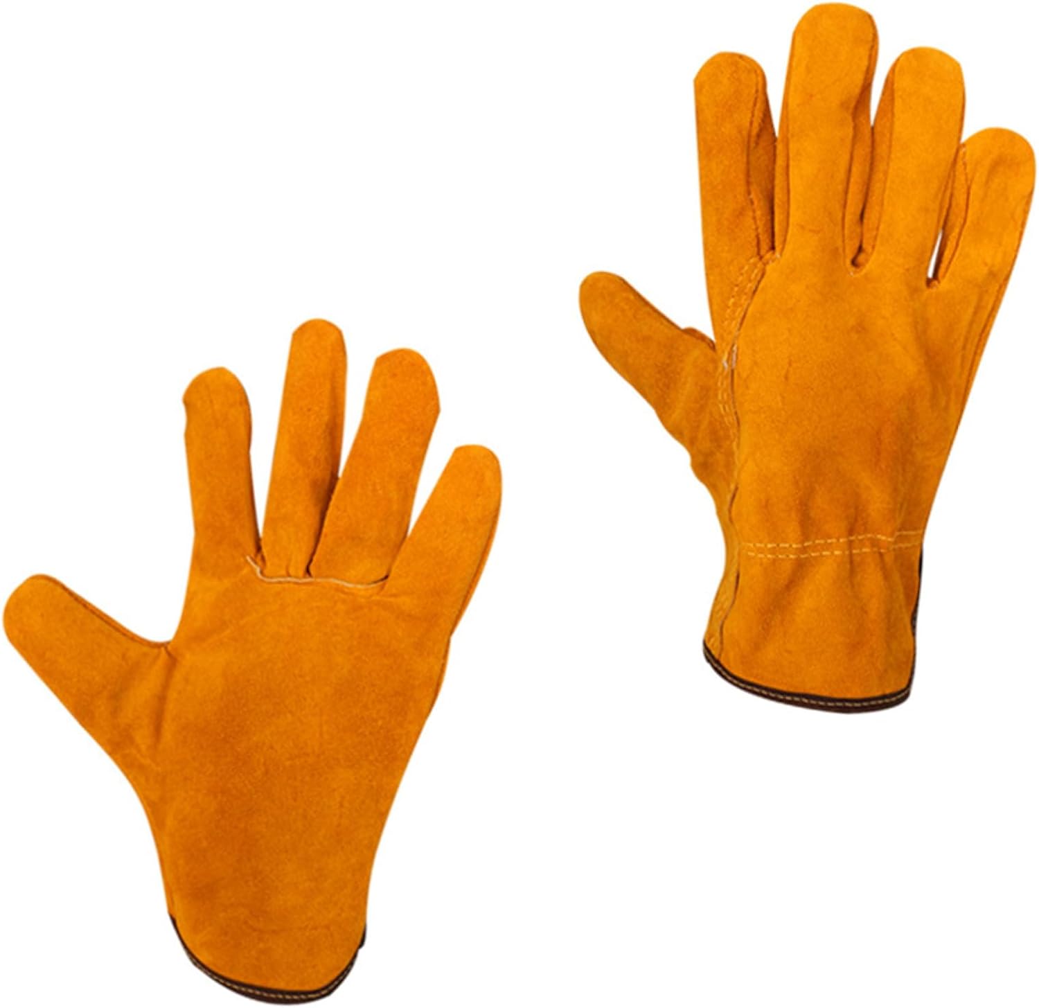 Didiseaon Cowhide Welding Gloves Heat Insulation Wear Resistant Protective Safety Gloves for Electric Welding Work Short Fleece Lined 1 Pair