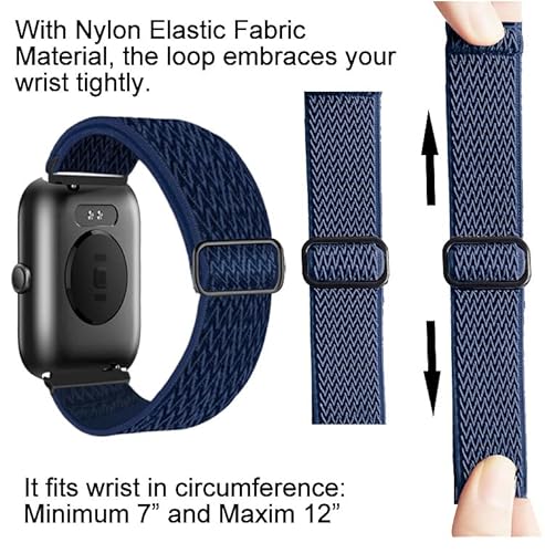 Smaate Elastic Watch Band Compatible With Skg V7 1.7 Inches Smartwatch, Stretchy Nylon Sport Loop Replacement For Women Men #TOP2
