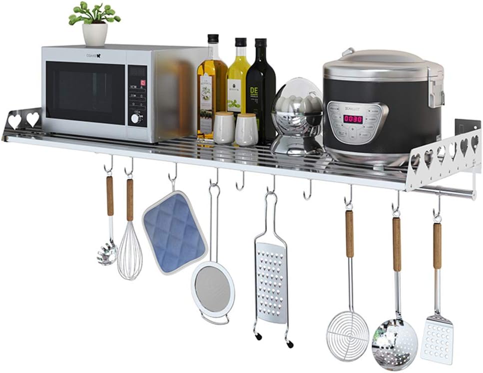 Kitchen Shelf Wall-Mounted Stainless Steel Microwave Oven Rack Storage Rack