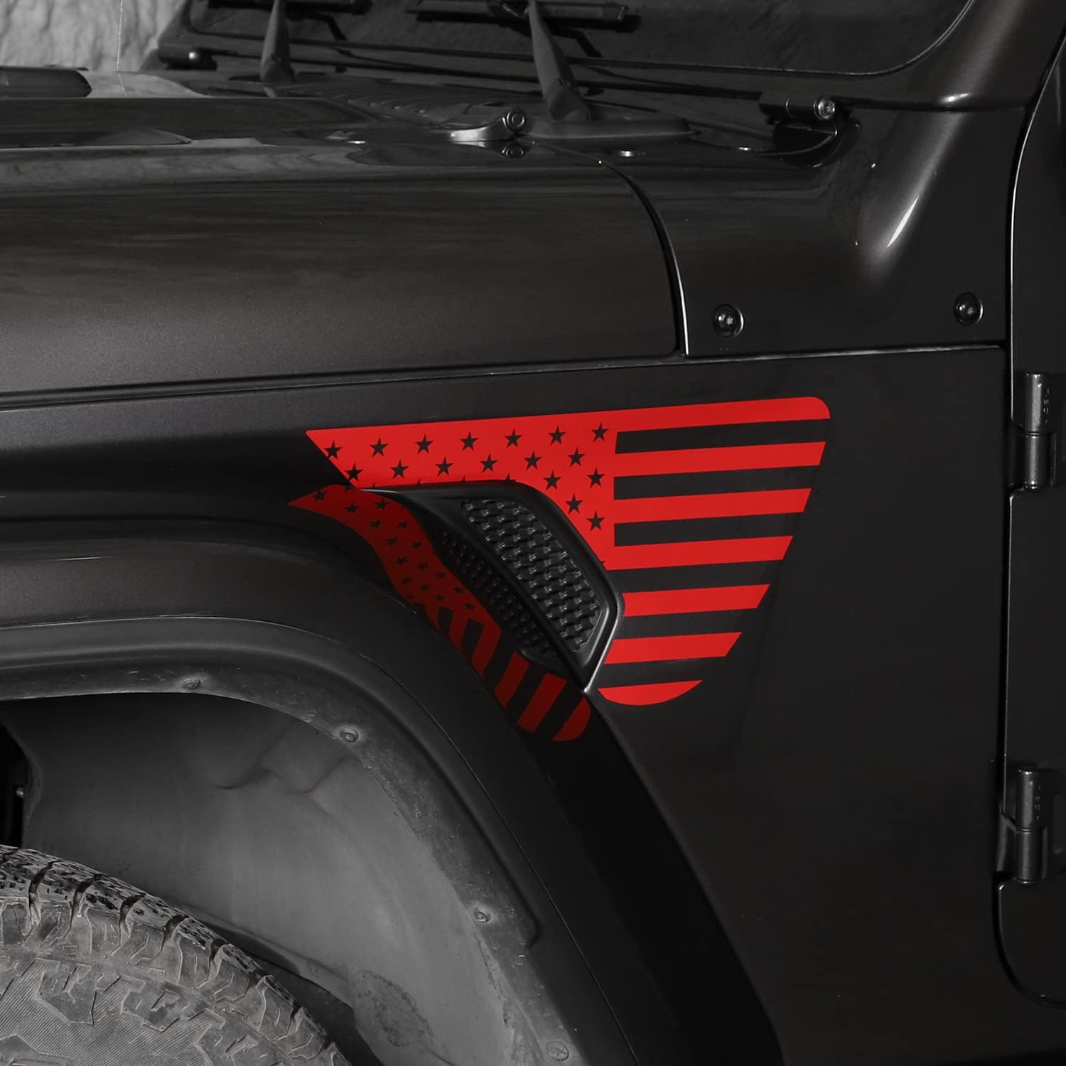 Autocollants Drapeau Noir Pour Jeep Wrangler JL/JT Gladiator 2018-2020 - Lot De 2, En PVC, Décoration Garde-boue