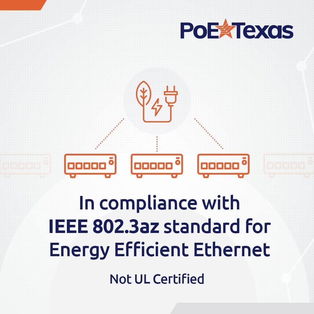 PoE Texas 8 Port PoE Switch - 802.3af/at Power Over Ethernet with 8 PoE+ Ports, 2 LAN Uplink, VLAN & Extender - 120W High Speed Unmanaged Wired Network Switch - Security Camera, Video & More
