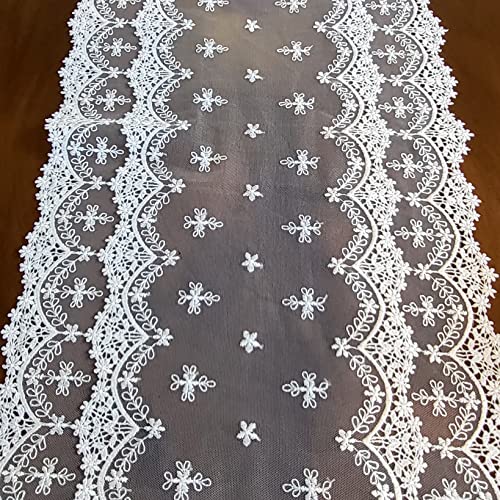 Lacely Inicia Table Lace Runner 12×70 Inch Embroidered For Holiday Wedding Picnic Daily Dinner Tables White Decor (Polyester, 12"×70" (31Cm×180Cm)) #TOP4