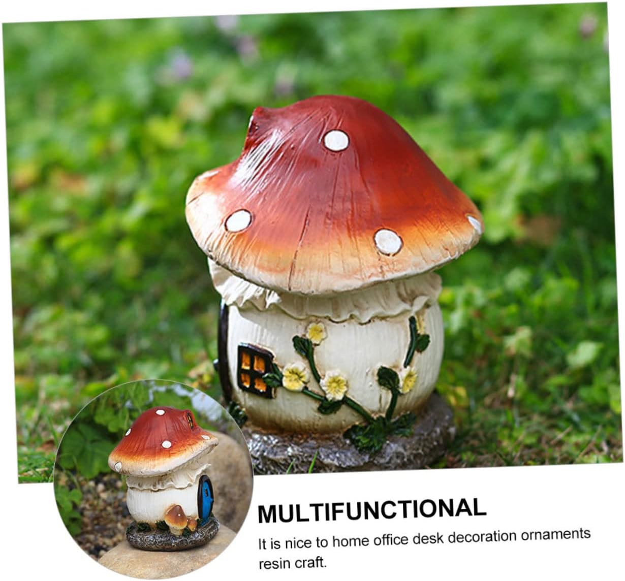 Fairy Garden House Decor Miniature Mushrooms Room Ornament Hand-Painted Resin Craft for Home Office Desk