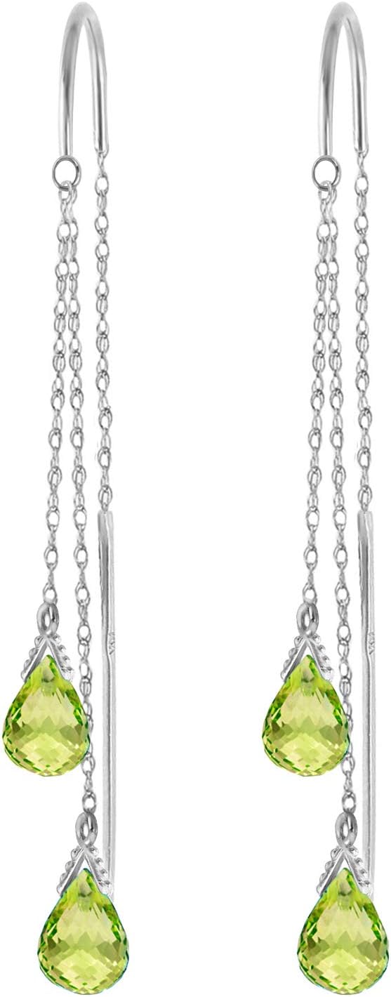 Galaxy Gold GG 14k White Gold Peridot Threaded Earrings - Image 2
