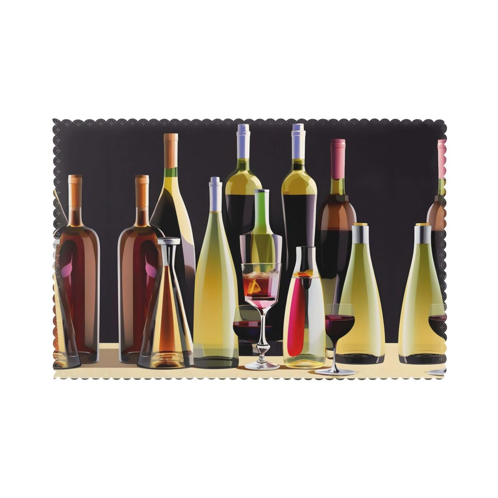 Sets de table de Noël pour verres et bouteilles - Lot de 6 dessous de verre thermorésistants