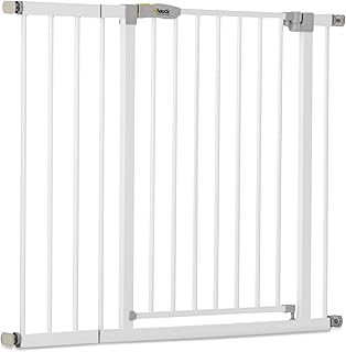 hauck Open N Stop KD + 21 cm Verlängerung, Weiß - Schutzgitter für Türen & Treppen, Breite Verstellbar 96-101 cm, 77 cm Hoch, ohne Bohren, für Kinder & Hunde, Einhändiges Öffnen in beide Richtungen