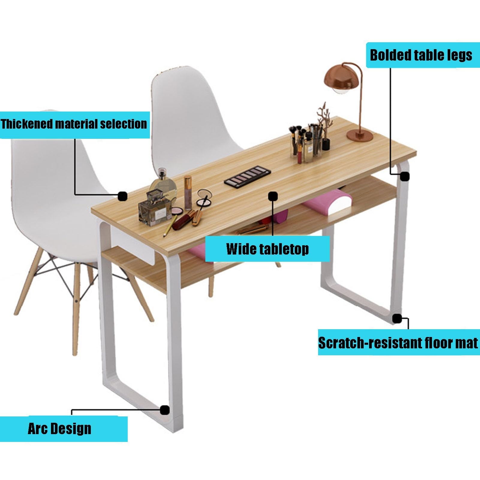Nageltisch Zweischichtige Nageldesign-Tisch, Für Schönheitssalons Oder Häusliche Nutzung – Nageldesign-Technik-Arbeitsstation(White-2,160x40x75cm)