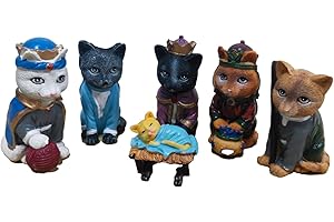 Cat Nativity Set - 3-inch Resin Sculpture of the Holy Family for...