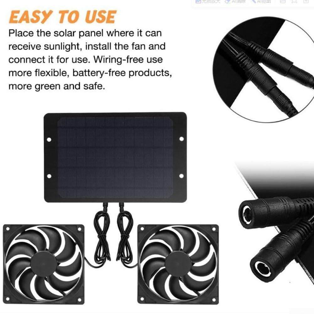 Solar Ventilator, 10W wasserdichter Solar Dual Auspuffventilator, Solarpanel Fan Kit für kleine Hühnerställe, Gewächshäuser, Schuppen, Haustierhäuser, Fensterauspuff