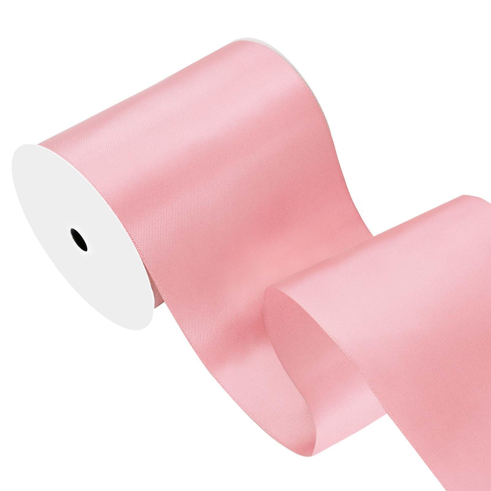Pink Satin Ribbon 4 inch X 15 Yards Polyester Ribbon for Gift Wrapping Very Suitable for Weddings Party Hair Bow Invitation Decorations and More