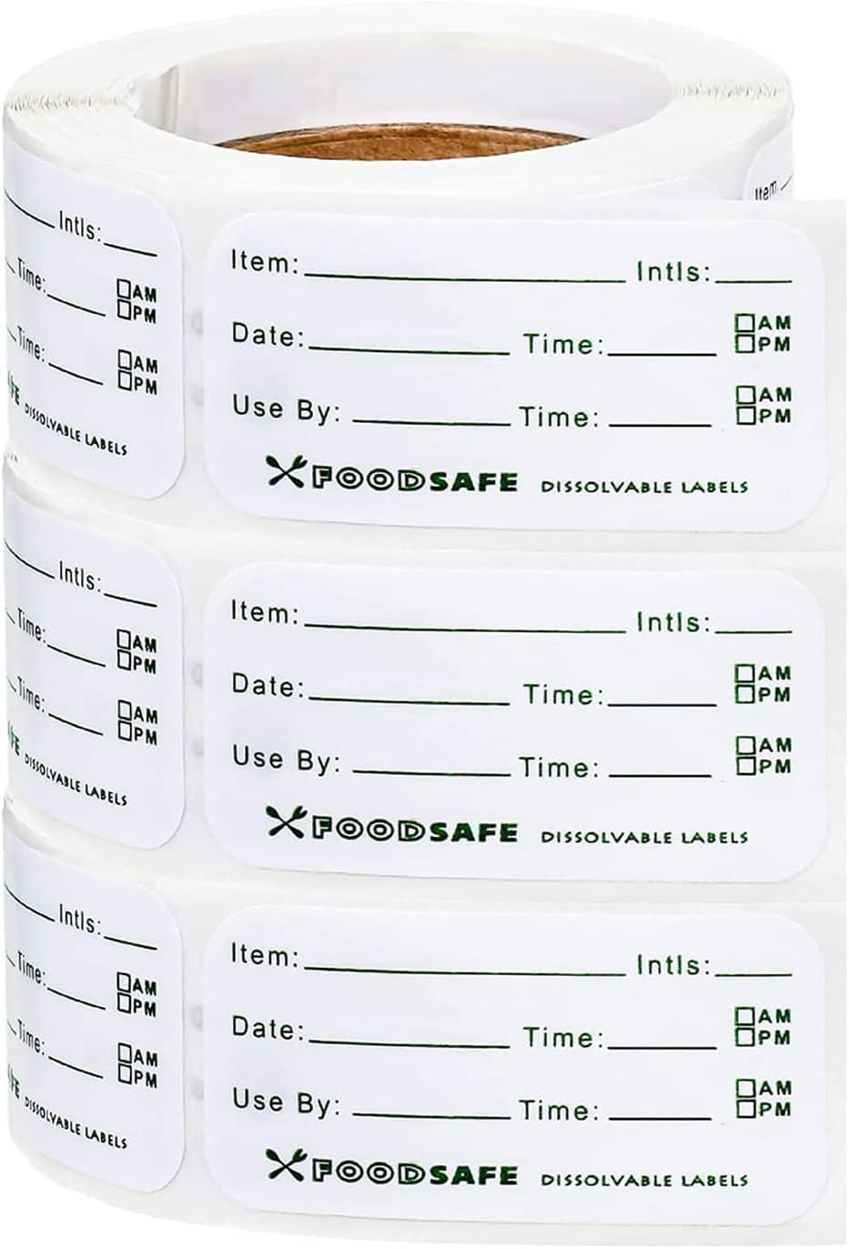 3 Rolls Food Storage Labels, Food Sticker, 900 Pcs Removable Freezer Labels, Dissolvable Food Date Classification Labels, Used for Glass, Metal, Plastic Containers, Refrigerator, Home and Restaurant